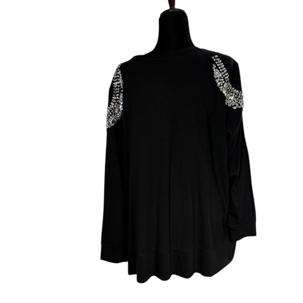 Melissa McCarthy Black rhinestone Shoulder Sweatshirt with pockets NWT - Picture 5 of 11
